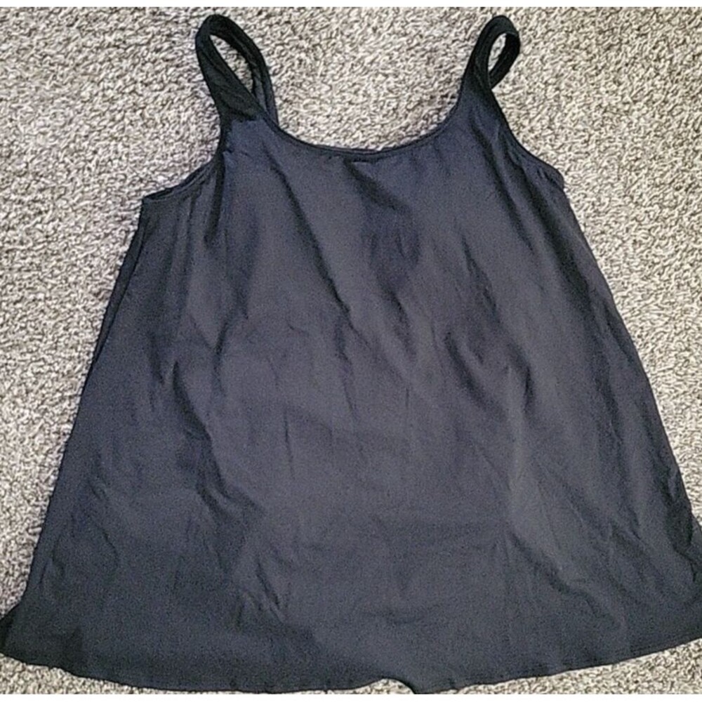 Swimsuit One Piece Black 1X 16W-18W Soft Cup Solid Lands End Women Modest S1131